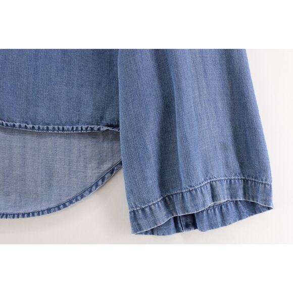 Cloth & Stone Women's Flare Sleeve Chambray Shirt Button Back Blue Sz M - Picture 6 of 8